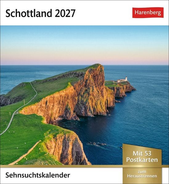 Produktbild: Schottland Sehnsuchtskalender 2027 - Wochenkalender mit 53 Postkarten