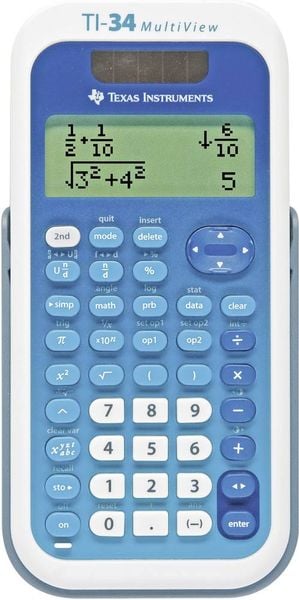 Texas Instruments TI-34 MULTIVIEW Schulrechner Weiß, Blau Display (Stellen): 16 solarbetrieben, batteriebetrieben (B x H