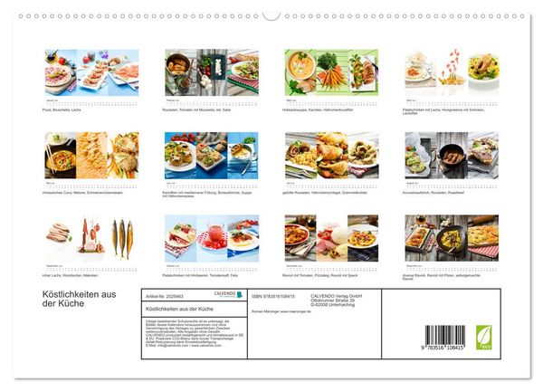 Produktbild: K&ouml;stlichkeiten aus der K&uuml;che (hochwertiger Premium Wandkalender 2026 DIN A2 quer), Kunstdruck in Hochglanz