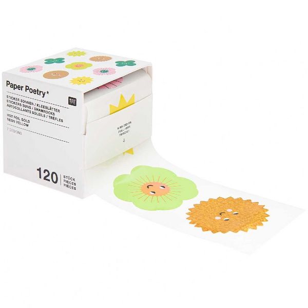 Produktbild: Sticker Happy Birthday, Sonnen / Kleebl&auml;tter