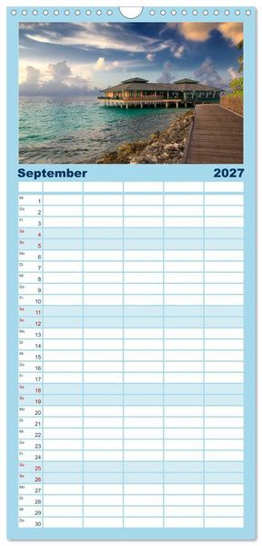 Produktbild: Familienplaner 2027 - Malediven &ndash; Das Paradies im Indischen Ozean III mit 5 Spalten (Wandkalender, 21 x 45 cm) CALVENDO