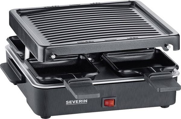 Produktbild: Severin 2370 Raclette Antihaftbeschichtung, 4 Pf&auml;nnchen, Grillfunktion Schwarz