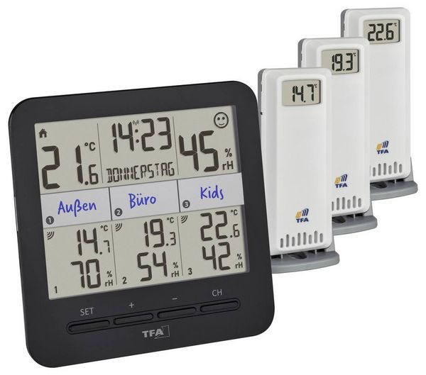 Produktbild: TFA Dostmann TFA.me Starter Set mit WLAN Gateway und KLIMA@HOME 2 Funk-Thermo-/Hygrometer Schwarz, Wei&szlig; 35.8109.02