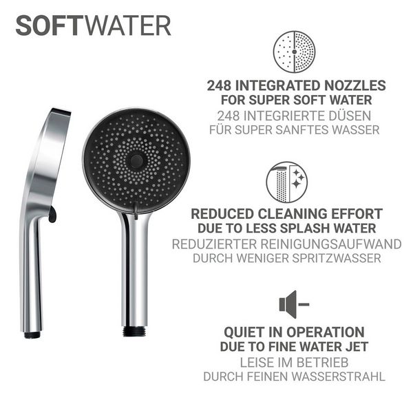 Produktbild: Brauseset Mod. Softwater, 70 cm, chrom, Edelstahl, mikrotropfen-technologie f&uuml;r sanftes duschen