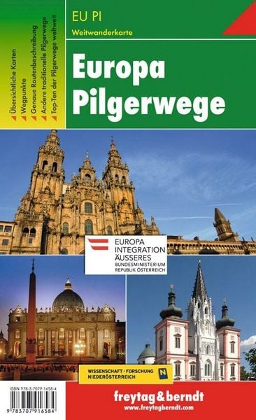Produktbild: Europa Pilgerwege, Wanderkarte 1:2.000.000 - 1:3.500.000