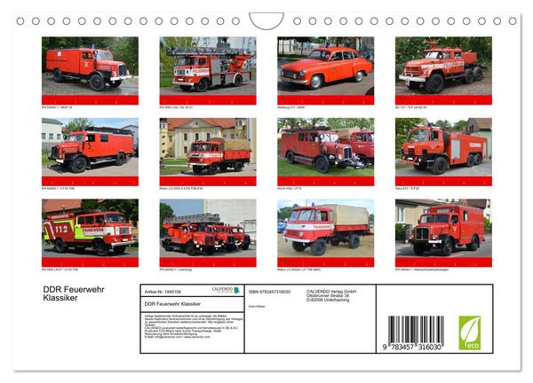 Produktbild: DDR Feuerwehr Klassiker (Wandkalender 2026 DIN A4 quer), CALVENDO Monatskalender