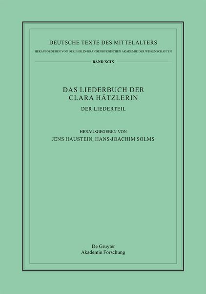 Produktbild: Das Liederbuch der Clara H&auml;tzlerin