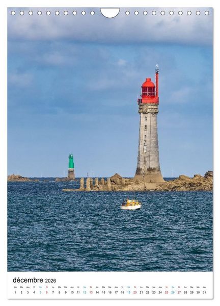 Produktbild: Phares Bretons Gardiens de la c&ocirc;te bretonne (Calendrier mural 2026 DIN A4 horizontal), CALVENDO calendrier mensuel