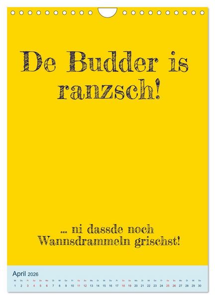 Produktbild: Ningeln&auml;sorum! Mundart und Dialekt Kalender Sachsen (Wandkalender 2026 DIN A4 hoch), CALVENDO Monatskalender