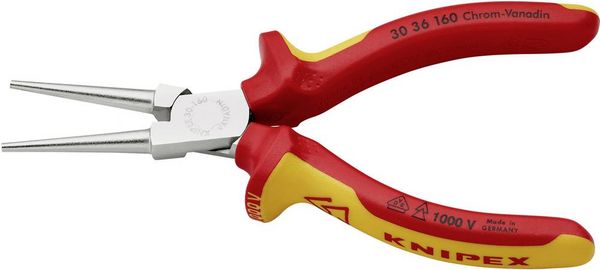 Produktbild: Knipex 30 36 160 VDE Rundzange Gerade Chrom-Vanadium Elektrostahl 160mm