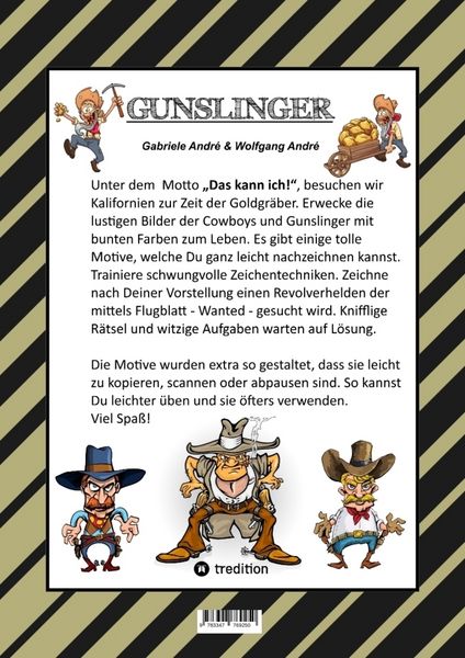 Produktbild: Craftbook - Lustige Ausmalmotive - Nachzeichnen - Gunslinger - Wanted - Knifflige R&auml;tsel - Witzige Aufgaben - Goldmine - Cowboys - Nuggets