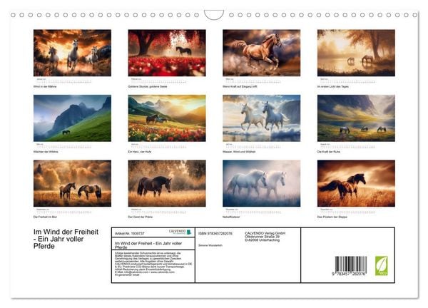 Produktbild: Im Wind der Freiheit - Ein Jahr voller Pferde (Wandkalender 2026 DIN A3 quer), CALVENDO Monatskalender