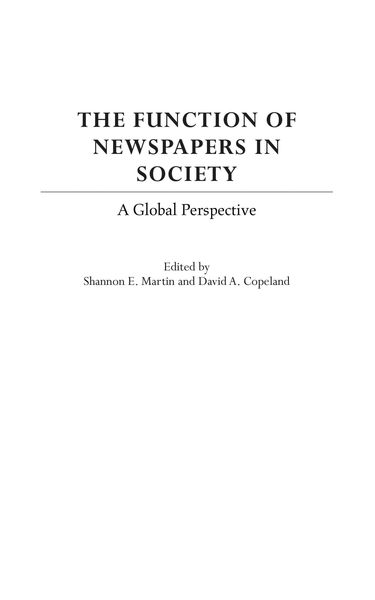 Produktbild: The Function of Newspapers in Society