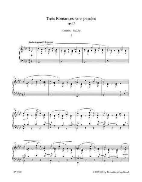 Produktbild: Trois Romances sans paroles f&uuml;r Klavier op. 17