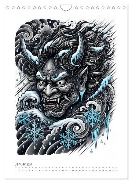 Produktbild: Irezumi - Japans Seele in zwei Farben (Wandkalender 2027 DIN A4 hoch), CALVENDO Monatskalender