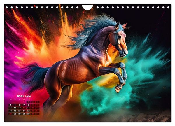 Produktbild: Pferde im Farbenrausch (Wandkalender 2026 DIN A4 quer), CALVENDO Monatskalender