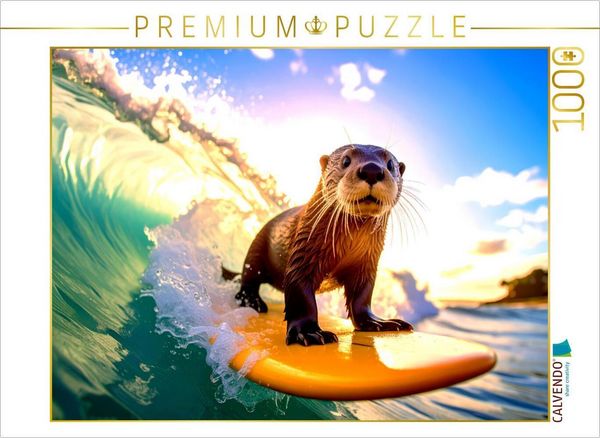 Produktbild: CALVENDO Puzzle Otterly cool auf dem Surfbrett | 1000 Teile Lege-Gr&ouml;&szlig;e 64x48cm Foto-Puzzle f&uuml;r gl&uuml;ckliche Stunden