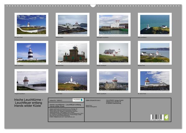Produktbild: Irische Leuchtt&uuml;rme - Leuchtfeuer entlang Irlands wilder K&uuml;ste (Wandkalender 2026 DIN A2 quer), CALVENDO Monatskalender