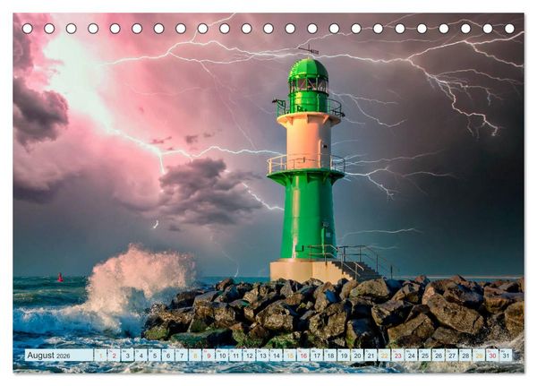 Produktbild: Leuchtturm Gewitter (Tischkalender 2026 DIN A5 quer), CALVENDO Monatskalender