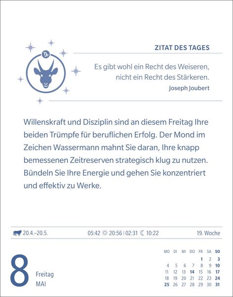 Produktbild: Steinbock Sternzeichenkalender 2026 - Tagesabrei&szlig;kalender - Ihr Horoskop f&uuml;r jeden Tag