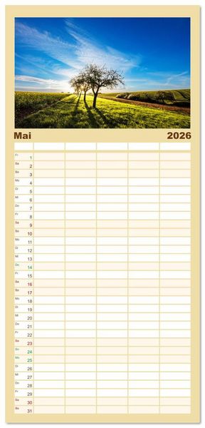 Produktbild: Familienplaner 2026 - Bunter Pf&auml;lzerwald mit 5 Spalten (Wandkalender, 21 x 45 cm) CALVENDO