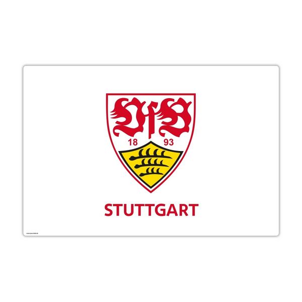 Produktbild: Cover-your-desk Schreibtischunterlage f&uuml;r Kinder und Erwachsene VfB Stuttgart Logo wei&szlig; - 60 x 40 cm, aus premium Vinyl