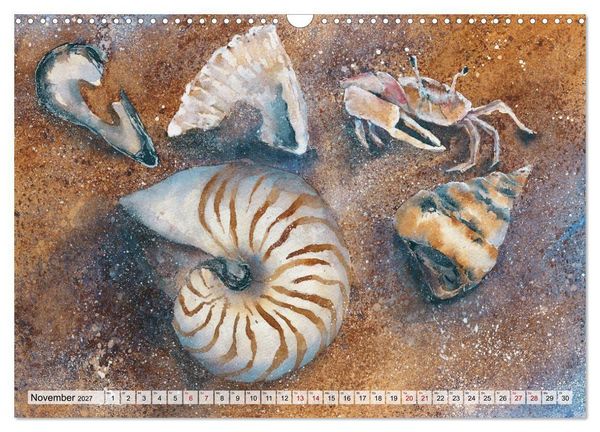 Produktbild: Die Meereswelt in Aquarell (Wandkalender 2027 DIN A3 quer), CALVENDO Monatskalender