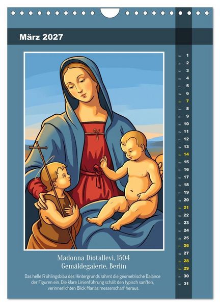 Produktbild: Raffael 2.0, Renaissance-Madonnen als Graphic Novel (Wandkalender 2027 DIN A4 hoch), CALVENDO Monatskalender