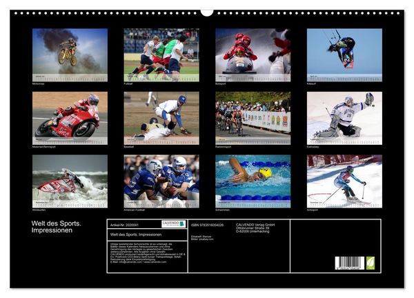 Produktbild: Welt des Sports. Impressionen (Wandkalender 2026 DIN A2 quer), CALVENDO Monatskalender