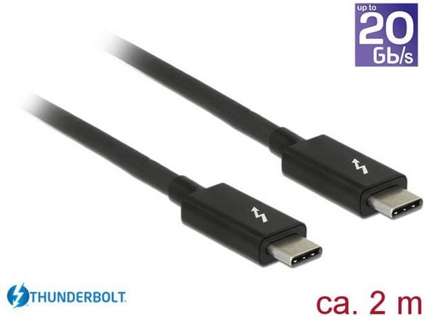 Produktbild: Delock Thunderbolt Anschlusskabel Thunderbolt&trade; (USB-C&reg;) Stecker, Thunderbolt&trade; (USB-C&reg;) Stecker 2.00 m Schwarz 84847 Thunderbolt&trade;-Kabel