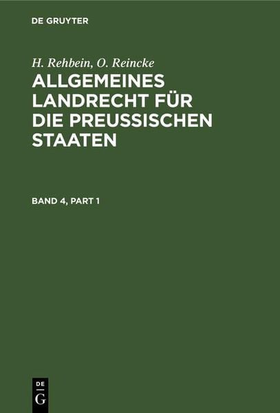 Produktbild: Allgemeines Landrecht f&uuml;r die Preu&szlig;ischen Staaten. Band 4