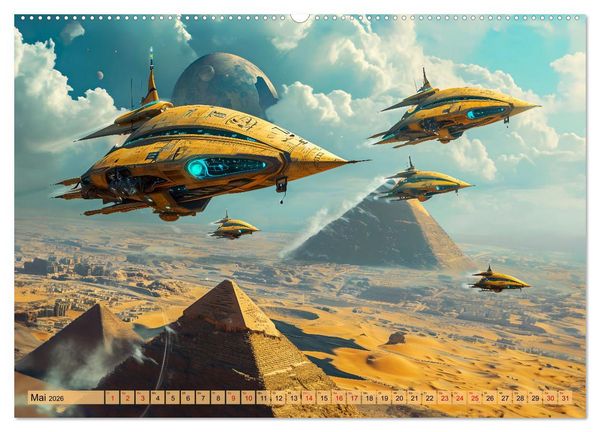 Produktbild: &Auml;gyptische Pr&auml;-Astronautik - Science Fiction G&ouml;tter im All (hochwertiger Premium Wandkalender 2026 DIN A2 quer), Kunstdruck in Hochglanz