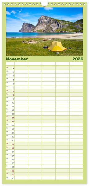 Produktbild: Familienplaner 2026 - Camping - Raus in die Natur. mit 5 Spalten (Wandkalender, 21 x 45 cm) CALVENDO