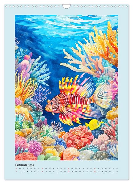Produktbild: Ozeanpoesie. Die Unterwasserwelt im Aquarell-Stil (Wandkalender 2026 DIN A3 hoch), CALVENDO Monatskalender