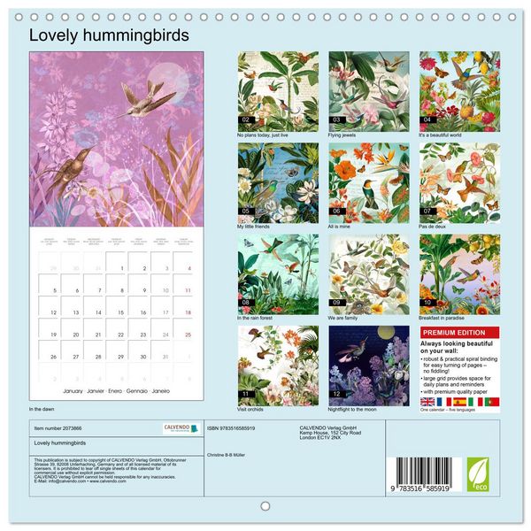 Produktbild: Lovely hummingbirds (Wall Calendar 2026 12 &times; 12 Inch) CALVENDO 12 Month Wall Calendar
