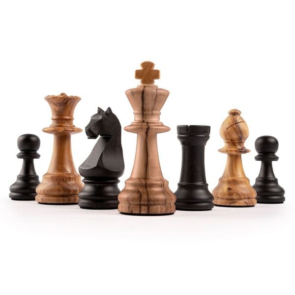 Produktbild: Schachset Schwarz Olive Deluxe, Feld 50 mm
