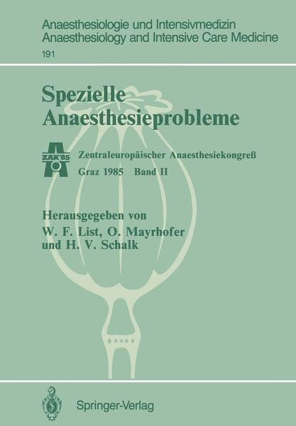 Spezielle Anaesthesieprobleme, Taschenbuch von , Springer Berlin, 9783540166290