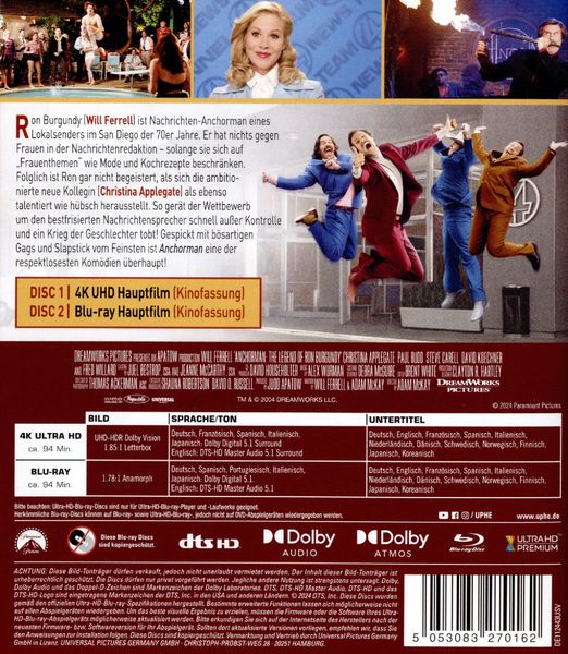 Produktbild: Anchorman - Die Legende von Ron Burgundy (4K Ultra HD) (+ Blu-ray)