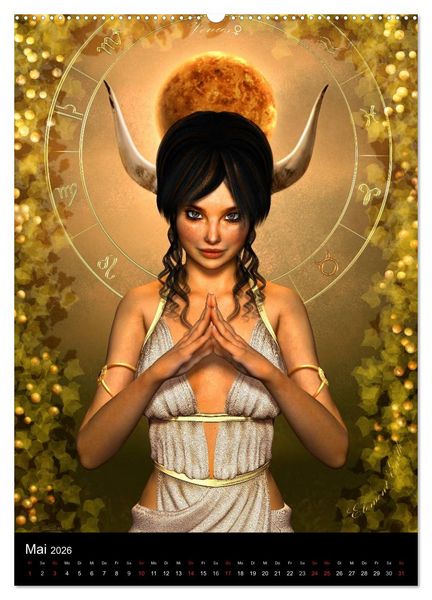 Produktbild: Unter Sternen geboren - Fantasy Tierkreis im Zeichen der Frau (Wandkalender 2026 DIN A2 hoch), CALVENDO Monatskalender