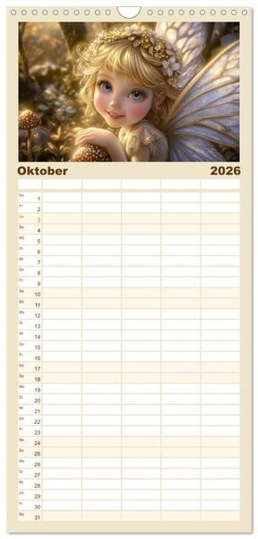 Produktbild: Familienplaner 2026 - Feenstaub und Kinderlachen mit 5 Spalten (Wandkalender, 21 x 45 cm) CALVENDO