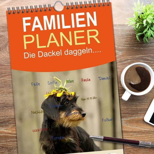 Produktbild: Familienplaner 2026 - Die Dackel daggeln.... mit 5 Spalten (Wandkalender, 21 x 45 cm) CALVENDO
