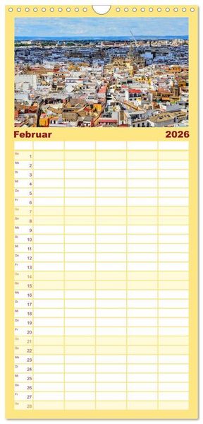 Produktbild: Familienplaner 2026 - Ein Herz f&uuml;r Sevilla mit 5 Spalten (Wandkalender, 21 x 45 cm) CALVENDO