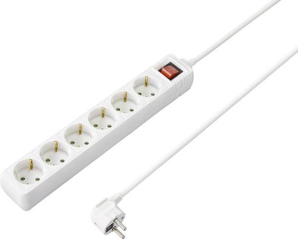 Sygonix SY-4891008 Steckdosenleiste mit Schalter 6fach Weiß Schutzkontakt 1St.