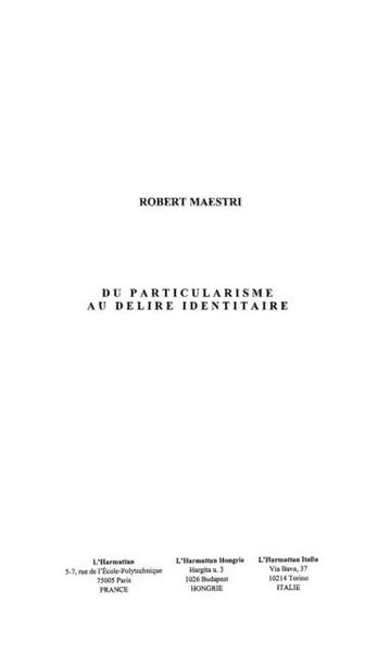 Produktbild: Du particularisme au delire identitaire
