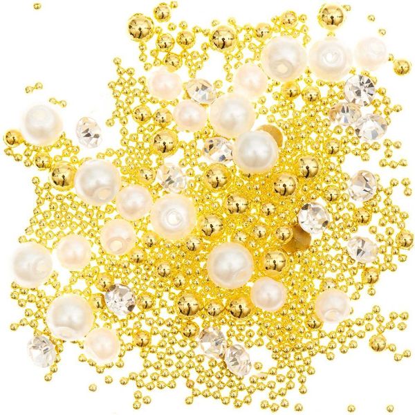 Produktbild: F&uuml;llmaterial Perlen, Diamanten und K&uuml;gelchen Mix, Gold, 13,5g