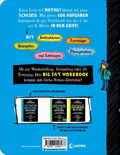 Produktbild: Big Fat Workbook - Alle &Uuml;bungen, die du f&uuml;r Mathe brauchst