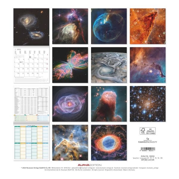 Produktbild: Space 2026 - Broschürenkalender 30x30 cm (30x60 geöffnet) - Kalender mit Platz für Notizen - Weltraum - Bildkalender - Wandplaner - Wandkalender