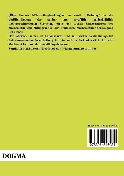 Produktbild: &Uuml;ber lineare Differentialgleichungen der zweiten Ordnung