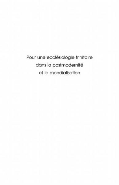 Produktbild: Pour une ecclesiologie trinitaire dans la postmodernite et l