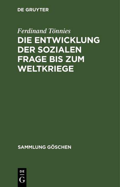 Produktbild: Die Entwicklung der sozialen Frage bis zum Weltkriege
